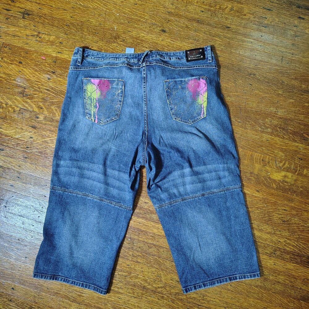 Baby Phat VTG Capri Frence Paint Splatter Buttons At Bottom Leg Capri Wmns/T12